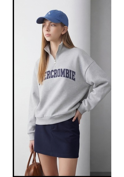 Modeva Global Kadın Gri Yarım Fermuarlı Oversize Sweatshirt Baskılı, Yumuşak Dokulu, Günlük & Spor Şık Açık Gri Modeva Global Kadın Gri Yarım Fermuarlı Oversize Sweatshirt Baskılı, Yumuşak Dokulu, Günlük & Spor Şık Açık Gri