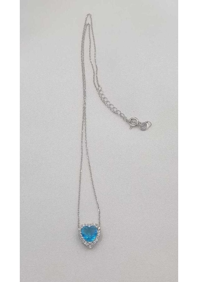 Vog Aqua Swarovski Taşlı S ModelKalp Detay 925 Gümüş  Kolye