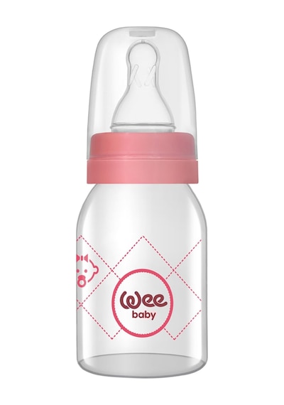 Wee Baby Silikon Klasik Kiraz Uçlu Cam Biberon 125 Ml - Pembe