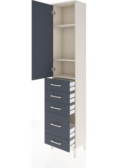 Arges Dolap 3 Raflı 5 Çekmeceli Tek Kapaklı 44x30x221 Aytaşı-antrasit Aytası