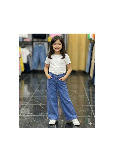 Erdem Kıds Kız Çocuk Jean Pantolon Palazzo Geniş Bol Paça Taş Detaylı Kot Pantolon Mavi Mavi Erdem Kıds Kız Çocuk Jean Pantolon Palazzo Geniş Bol Paça Taş Detaylı Kot Pantolon Mavi Mavi