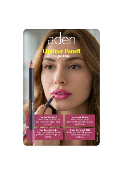 Aden Lipliner Pencil - Dudak Kalemi 26 Sugar Chic Koyu Gül Kurusu 0