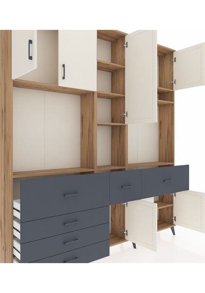 Arges Dolap 10 Raflı 6 Çekmeceli 8 Kapaklı 220x30x243 Çam-aytaşı/antrasit Aytası/antrasıt Arges Dolap 10 Raflı 6 Çekmeceli 8 Kapaklı 220x30x243 Çam-aytaşı/antrasit Aytası/antrasıt
