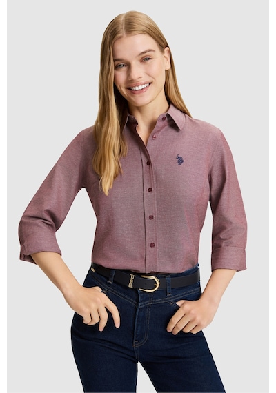U.S. Polo Assn. Kadın Bordo Uzun Kollu Basic Gömlek 50324791-vr177 New Plum