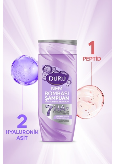 Duru Nem Bombası Şampuan 400 Ml Yağlanma-yıpranmış-kepeğe Karşı 3 Lü Karma Paket Tüm Saçlar