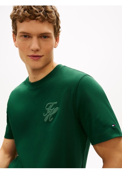 Tommy Hilfiger Scrıpt Lıght Interlock Tee Erkek Yeşil T-shirt - Mw0mw42391