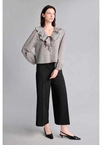 Defacto Culotte Yüksek Bel Düz Paça Pantolon E7242ax26aubk81 Siyah-bk81