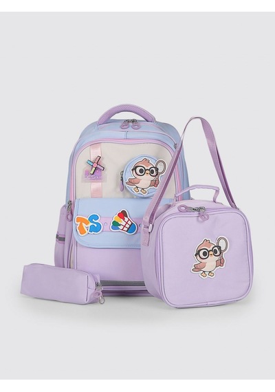 Ççs Kids Premium Okul Çanta Seti 3'lü İlkokul Ortaokul Sırt Çantası Termal Beslenme Çantası Kalemlik Mor 51979