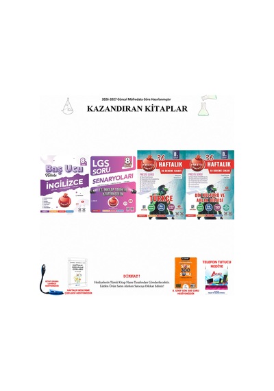 Nartest 8. Sınıf İngilizce Baş Ucu, İnkılap Senaryo, Türkçe Din Deneme 4 Kitap Seti