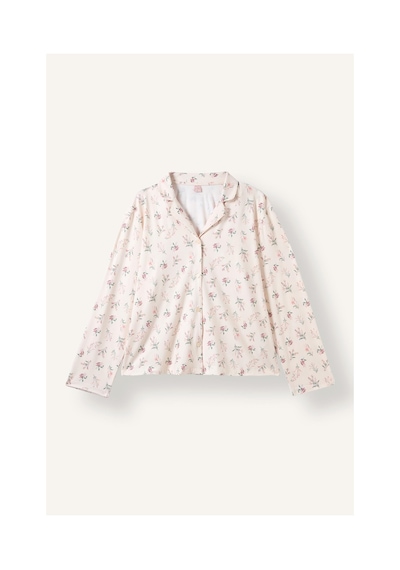 Defacto Regular Fit Çiçekli Uzun Kollu Üst Geniş Kesim Alt 2li Pijama Takım I5522ax26aubg824 Bej-bg824