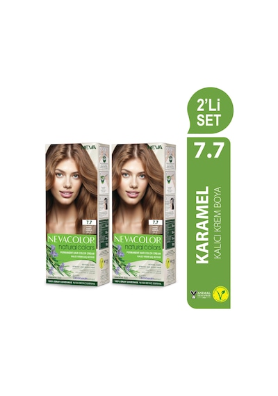 Neva Color Natural Color Saç Boyası 7.7 Karamel 2'li Set