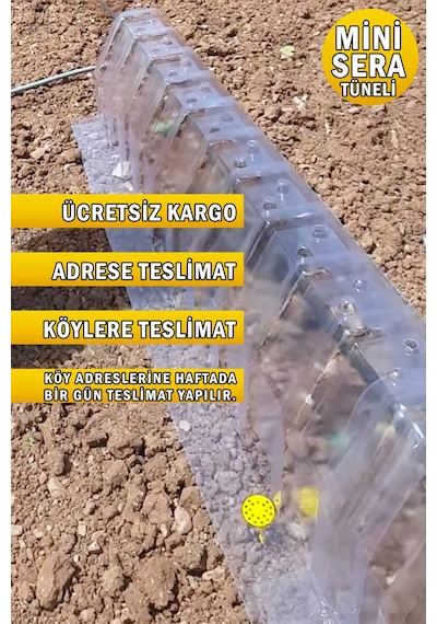4 Adet Mini Sera Tüneli Özel Plastik Kavun Çilek Marul Bahçe Serası 170 Cm X 35 Cm