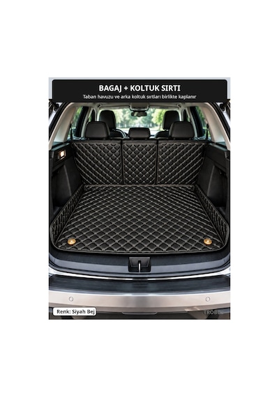 Bmw X1 2023+ Uyumlu 8d Kapitone Deri Bagaj Havuzu Sırt Kaplamalı Siyah Bej