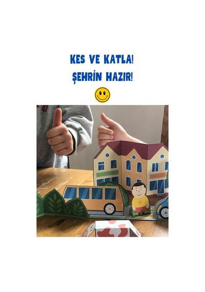 Kağıttan 3 Boyutlu Şehir Yapıyoruz Şablonu, A4 Boyutta Kalın Ve Sert Kağıt.