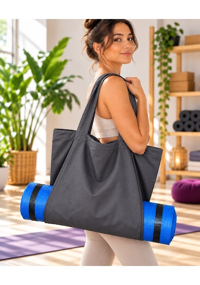 Mat Taşıma Çantası Yoga Fitness Silindir Antrenman Çantası - Çantalı Fermuarlı Mat Taşıma Çantası Antrasit