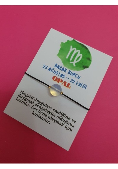 Gümüştel El Sanatları Sertifikalı Başak Burcu Opal Doğal Taş Ip Burç Bilekliği Çok Renkli