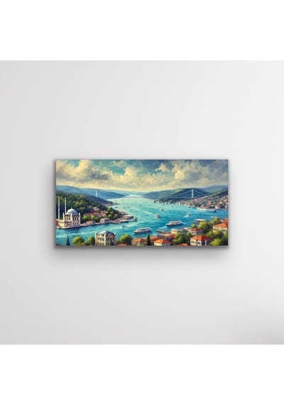 İstanbul Boğaz Manzarası Kanvas Tablo 60x120cm Çok Renkli