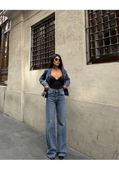 Out Of Standart Kadın Straight Leg Normal Bel Düz Paça Jean Pantolon İce Blue