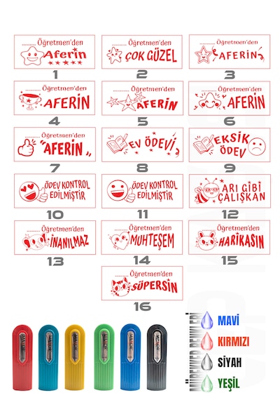 Öğretmen Kaşesi Aferin Kaşesi Cep Kaşesi 5 Li Set