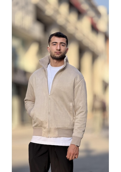Rocqerx X-2021 Ribanalı İçi Kapitone Süet Mont Taş