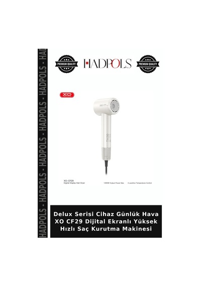 Delux Serisi Cihaz Günlük Hava Xo Cf29 Dijital Ekranlı Yüksek Hızlı Saç Kurutma Makinesi