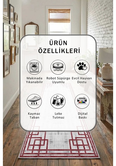 Yıkanabilir Yolluk 22 Açık Gri