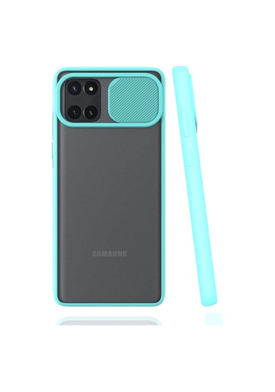 Kilifone - Samsung Uyumlu Galaxy A81 Note 10 Lite - Kılıf Slayt Sürgülü Arkası Buzlu Lensi Kapak - Turkuaz