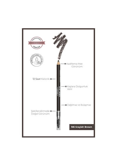 Alix Avien Fırçalı Yumuşak Uçlu Belirginleştirici Kahverengi Kaş Kalemi Eyebrow Expert Powdery Liner 105 Gray