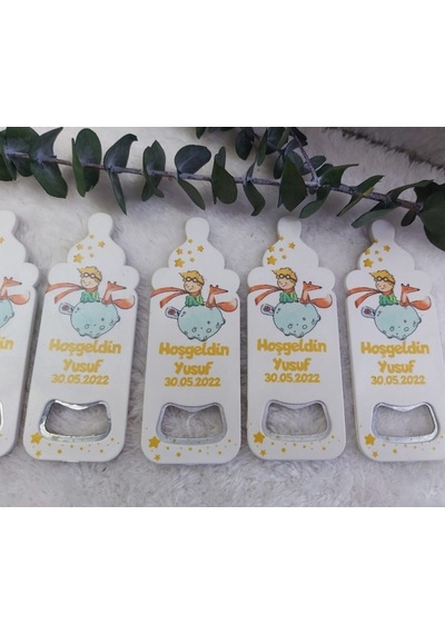 Bebek Baskılı Biberon Açacak Magnet 4,5x10,5 Cm Uv Erkek 30 Adet