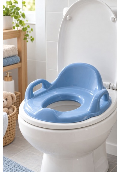 2 Adet Çocuk Klozet Adaptörü Mavi Kulplu Ergonomik Oturak, Taşınabilir Tuvalet Eğitimi Seat Potty Trainer