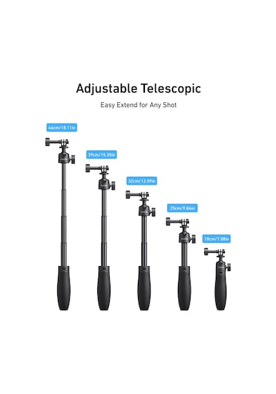 Djı Osmo Nano Action 6/5 Pro/4, Gopro Hero 13/12, Insta360 X5 X4 Ace Pro İçin 46 Cm Mini Selfie Çubuğu Tripod, 360 Genel