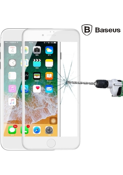 Baseus Apple Uyumlu iPhone 8 Plus 4D Kavisli Full Kaplama Kırılmaz Cam Ekran