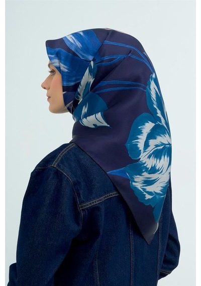 Armine İpek Eşarp 2026 Yaz - 9506-32 Lacivert Twill