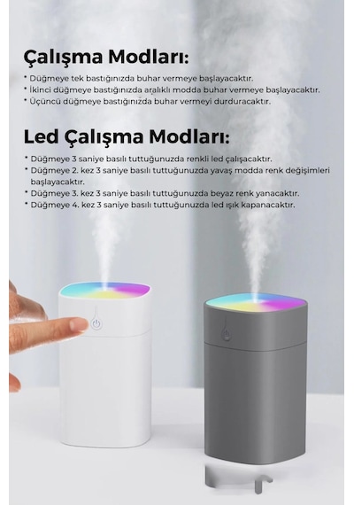 H2o Humidifier 400 Ml Ulrasonik Hava Nemlendirici Buhar Makinesi Ve Aroma Difüzörü H2o 4507