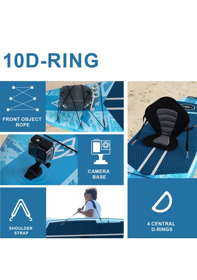 Kamera Aparatlı Stand Up Paddle Board 335x84x15 Cm Ölçülerinde Şişme Sörf Tahtası Full Set