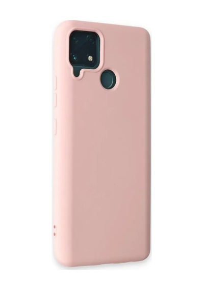 Jenerik Realme C15 Kılıf Nano İçi Kadife Silikon - Pudra