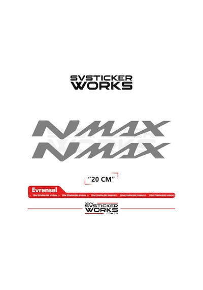 Yamaha Nmax Uyumlu Yazı Sticker Yüksek Kalite Özel Kesim Folyo 2'li Set Gri