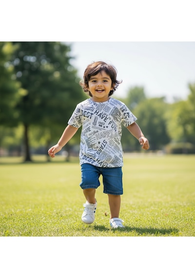 Bonbon Çocuk Beyaz Baskılı Tshirt Cb1023