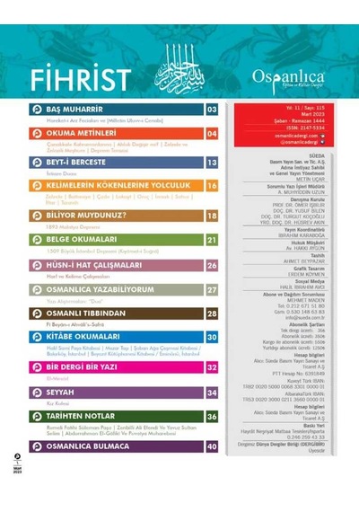 Mart 2023 Osmanlıca Dergisi