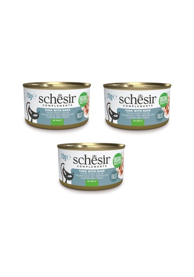 Schesir Ton Ve Barlam Balıklı Jöleli Tamamlayıcı Kedi Konservesi 70 Gr. X 3 Adet