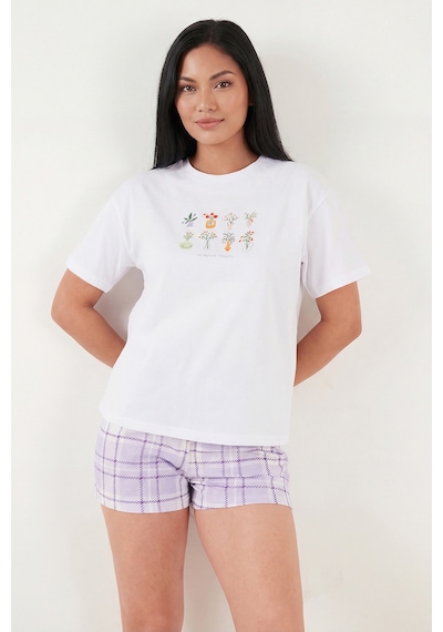 Lela Bayan Pijama Takımı 65790782 Beyaz-lila