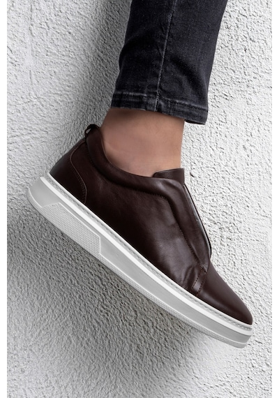 Ducavelli Espo Erkek Hakiki Deri Sneaker, Lastikli Sneaker, Hakiki Deri Sneaker, Erkek Sneaker Kahverengi