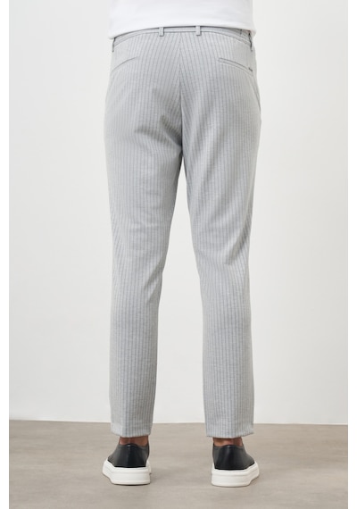 Morven Erkek Gri Poliviskon Trend Çizgili Slim Fit Örme Spor Pantolon Gri