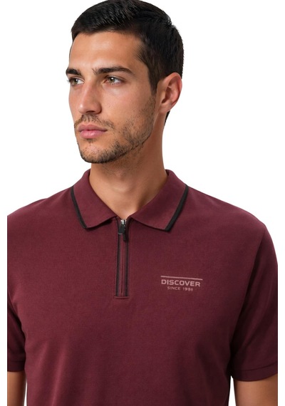Arma Ar-ma Erkek Polo Yaka Tişört Baskisiz Basic Yaka Fermuarli Örme Kumaş Regular Fit %100 Pamuk 30/1 Çift Toplama Penye Pike Y31374356602 Bordo-b1