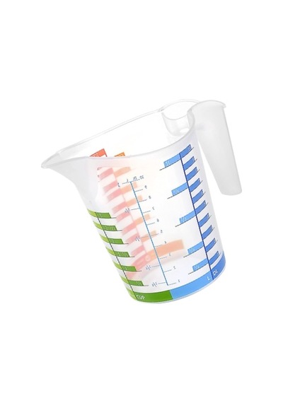 1000 Ml Renkli Dereceli Sert Plastik Mutfak Ölçü Kabı Şeffaf