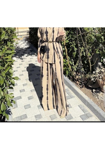 Olla Collection Batik Desenli İkili Takım Bej