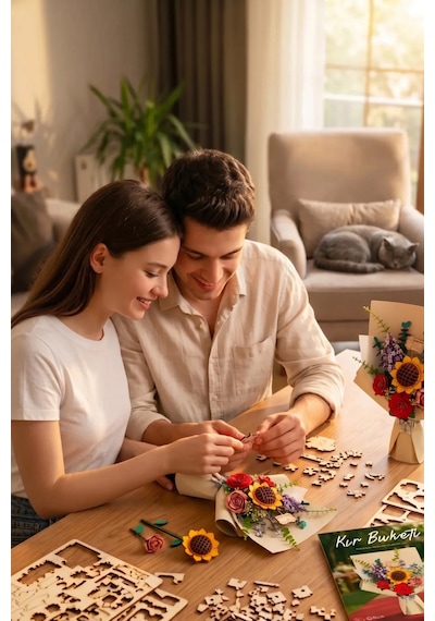 Ahşap Kır Buketi 3d Puzzle Ahşap Minyatür Maket Kiti Dıy Kendin Yap