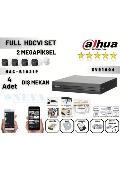 4 Kameralı 2mp 1080p Full Hd Ahd Hdcvı 4 Kameralı Hazır Set