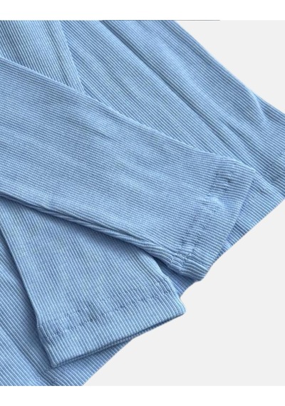 Alya Underwear Balıkçı Yaka Pamuklu Fitilli Kumaş Çocuk Kaşkorse Unisex Body Açık Mavi