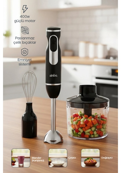 Sinbo SHB-7529 Çok Fonksiyonlu El Blender Seti